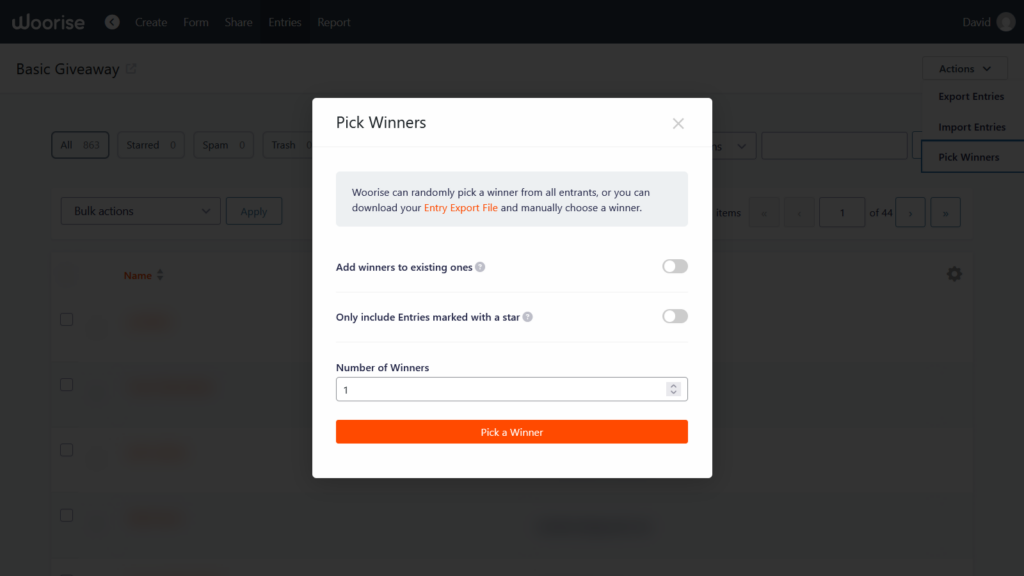 pick winners tool