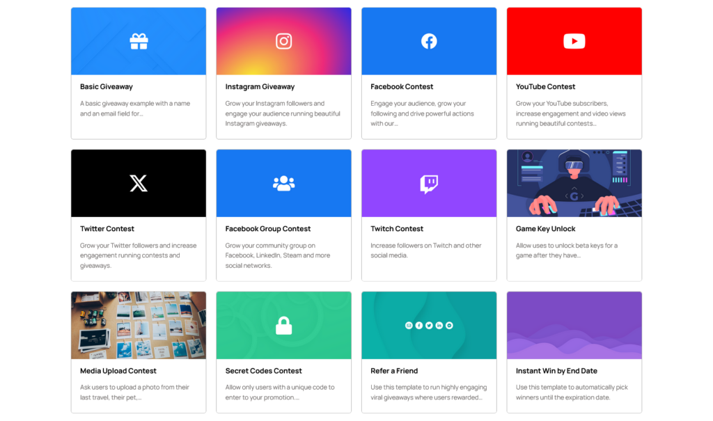 Woorise giveaway templates