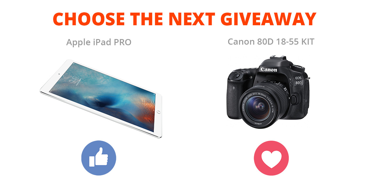 Choose the next giveaway promote action