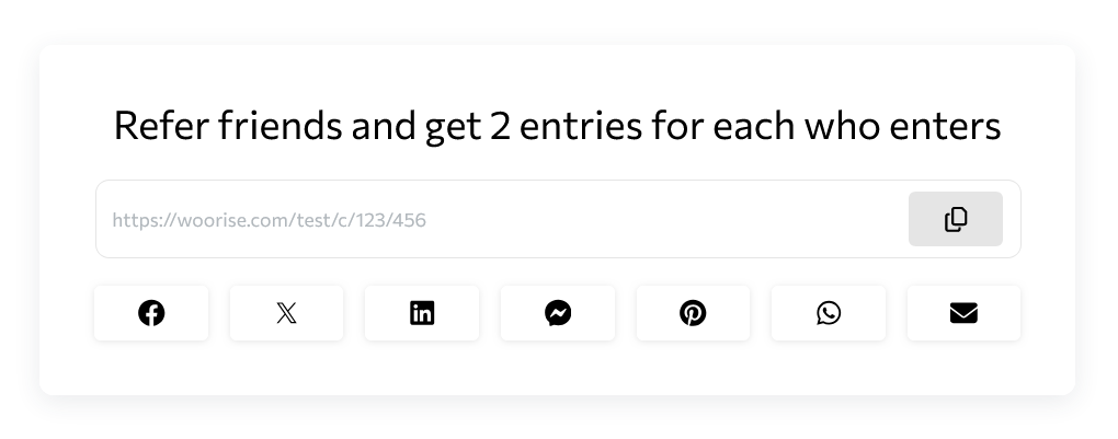 referral share link and share buttons