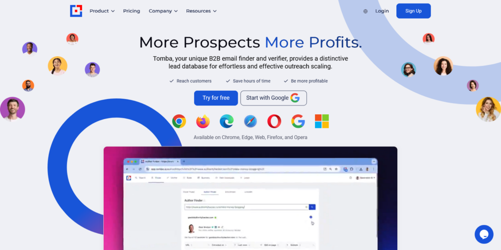 Find email addresses in seconds Tomba