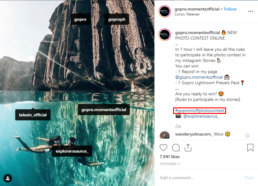 Get User-Generated Content Instagram giveaway example