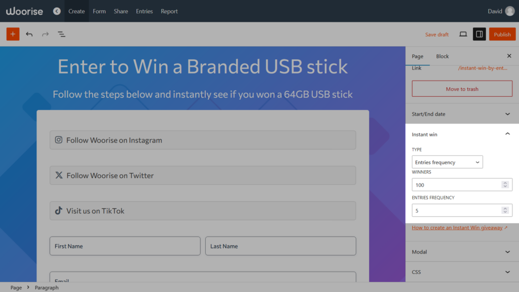 instant win entries frequency