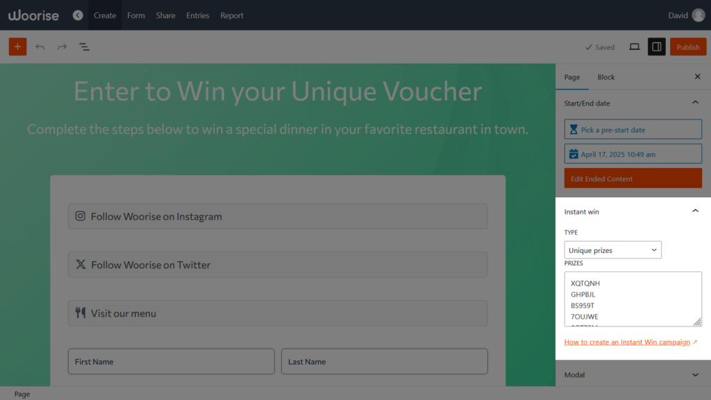 instant win unique rewards