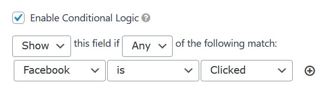 woorise conditional logic Facebook button is clicked