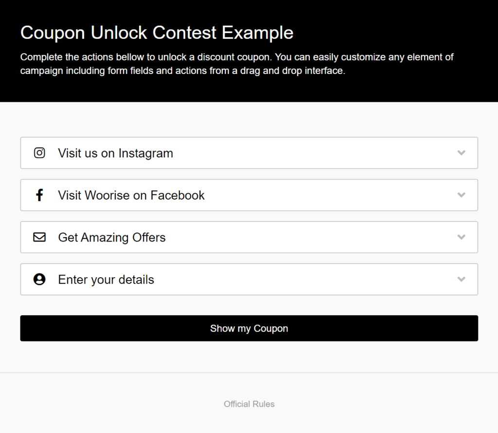 coupon unlock contest example