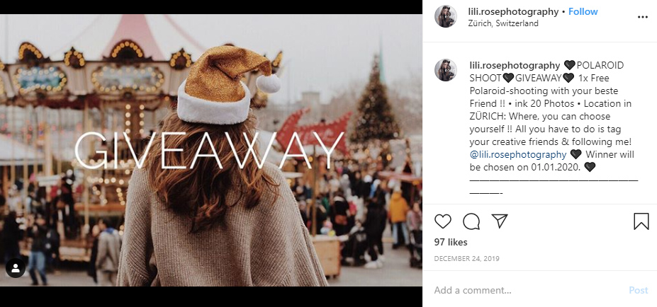 photography giveaway example