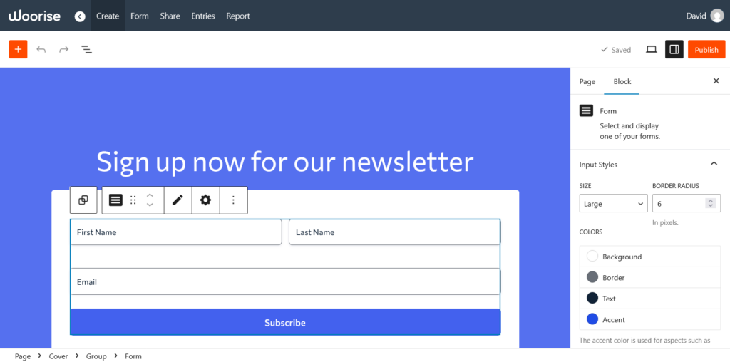 customize the form