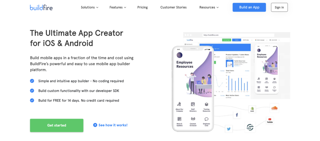 buildfire landing page example