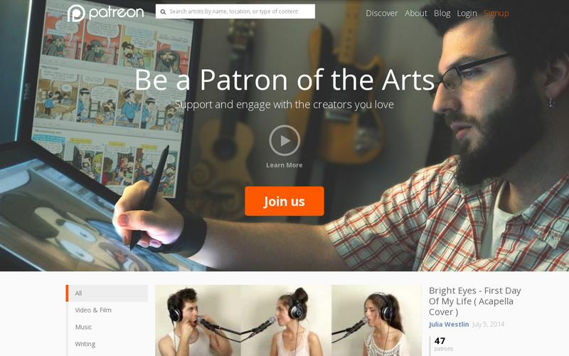 patreon landing page example