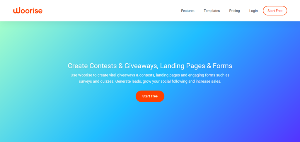 Woorise create giveaways, landing pages & forms