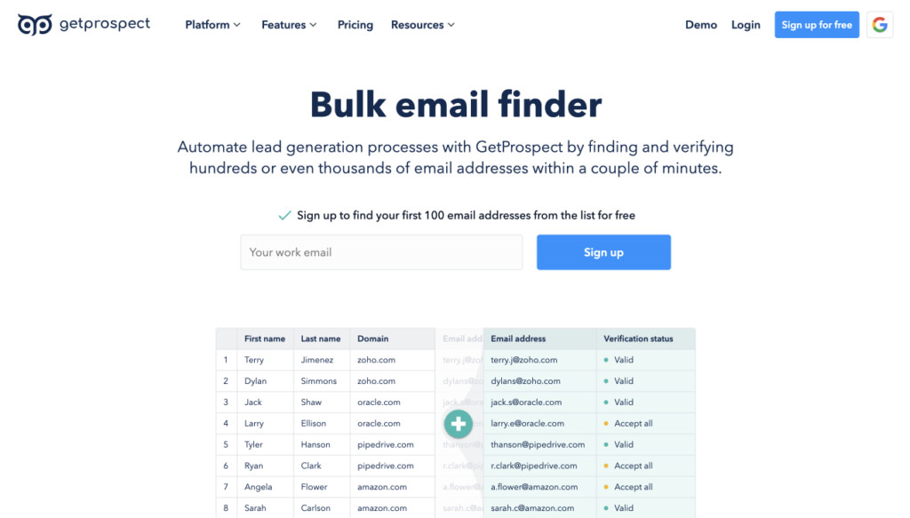 Bulk email verifier check email validity online with GetProspect