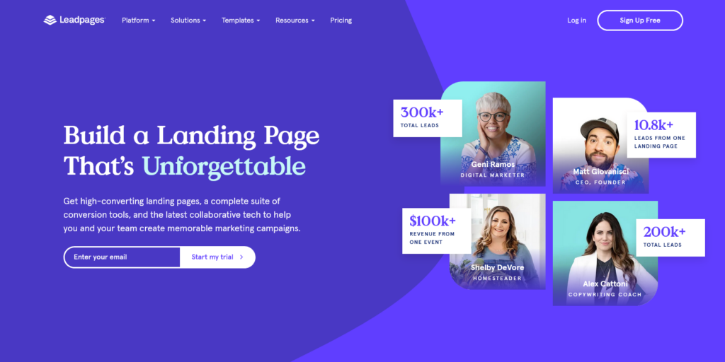 Landing Page Builder for Lead Generation Leadpages