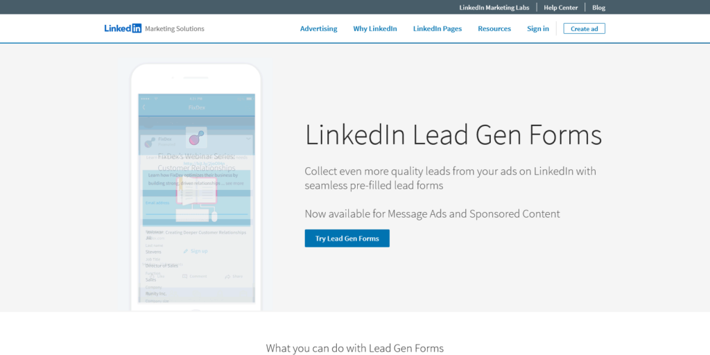 LinkedIn Lead Gen Forms LinkedIn Marketing Solutions