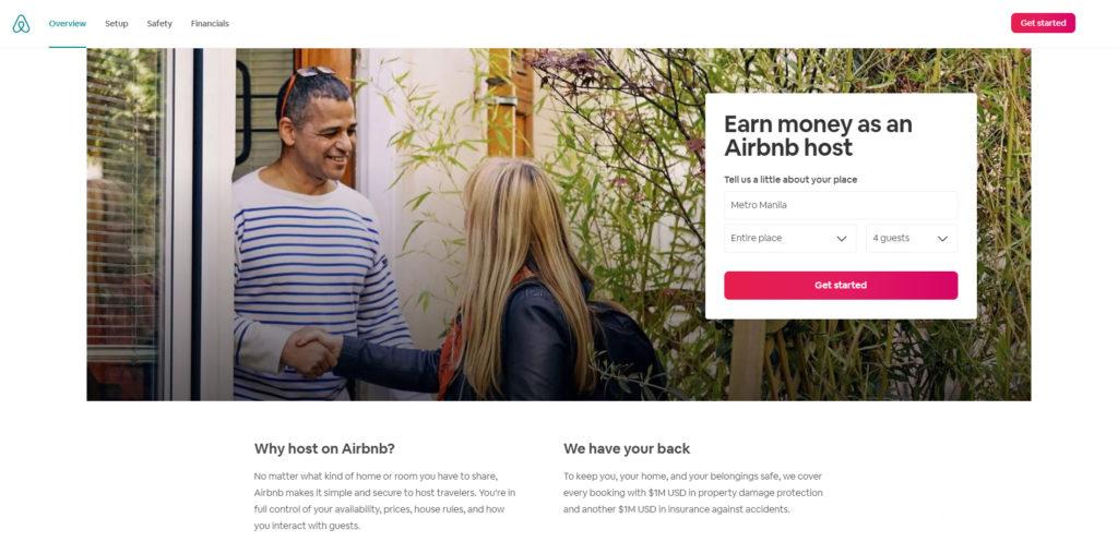 airbnb clear landing page example