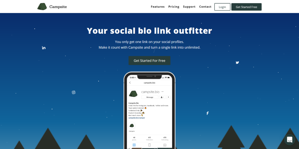 campsite bio link tool