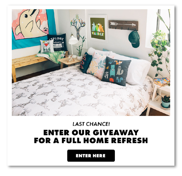 enter giveaway email marketing example
