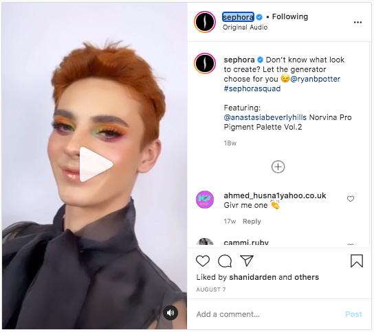 Sephora instagram reels example
