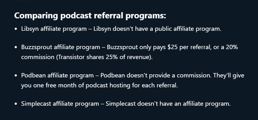 comparing podcast referral programs