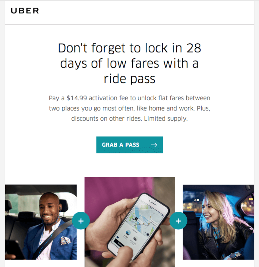 uber Email Campaign example