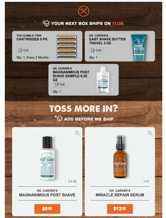 Dollar Shave Club email marketing products example