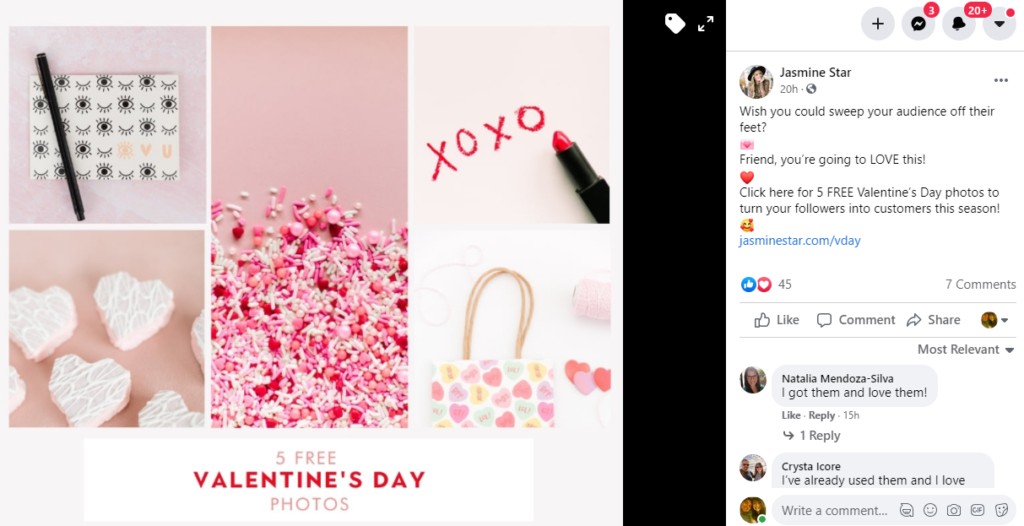 Valentine Day promotion landing page example