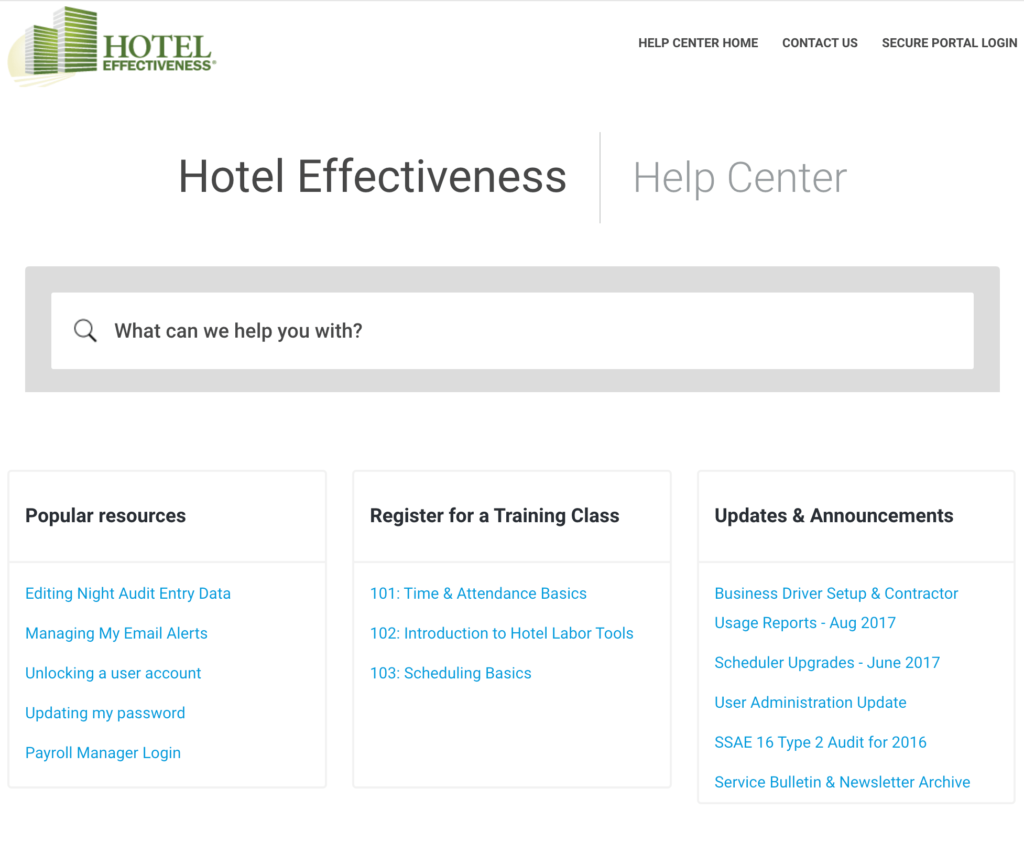 hotel knowledge base example