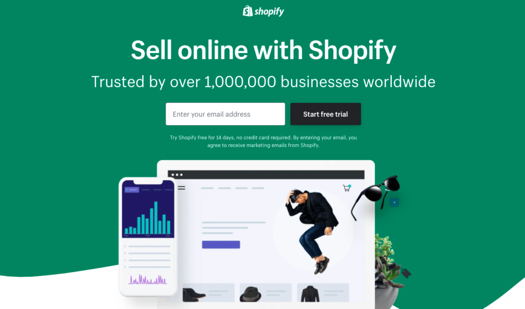 sell online with shopify landing page example
