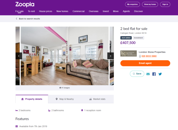 zoopla product landing page