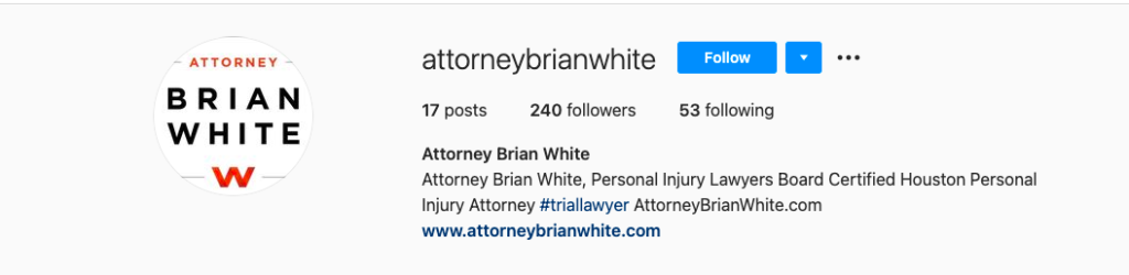 Attorney Brian White Associates instagram account