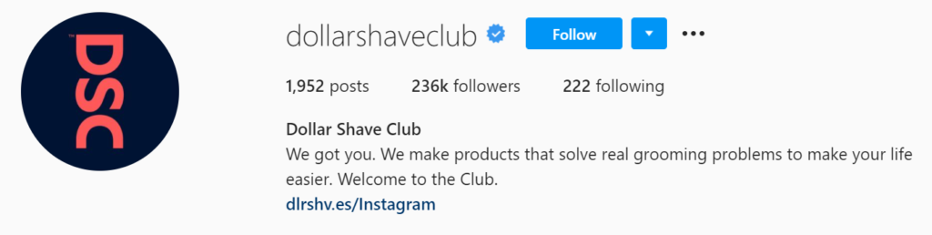 Dollar Shave Clubs Instagram page