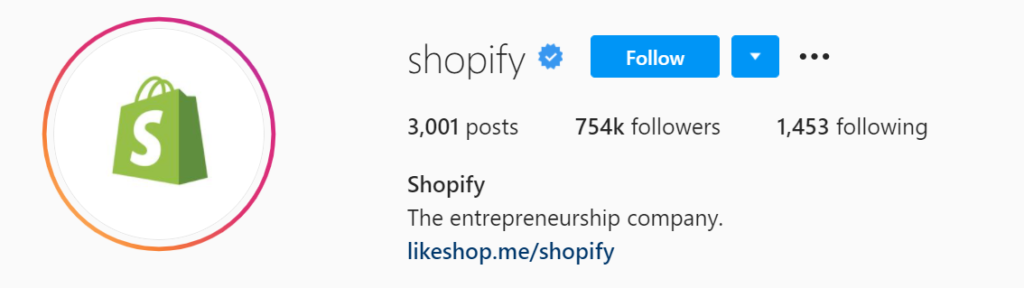 shopify instagram account
