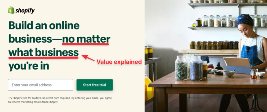shopify landing page headline
