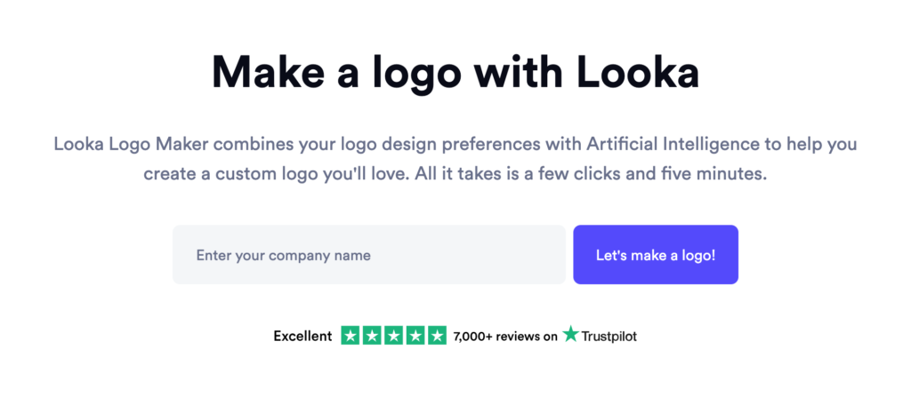 Looka landing page gets straight to the point