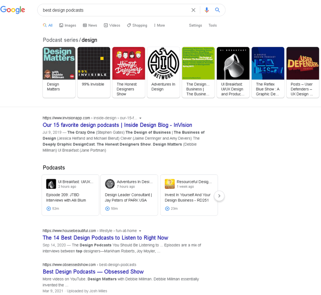 search results best design podcasts