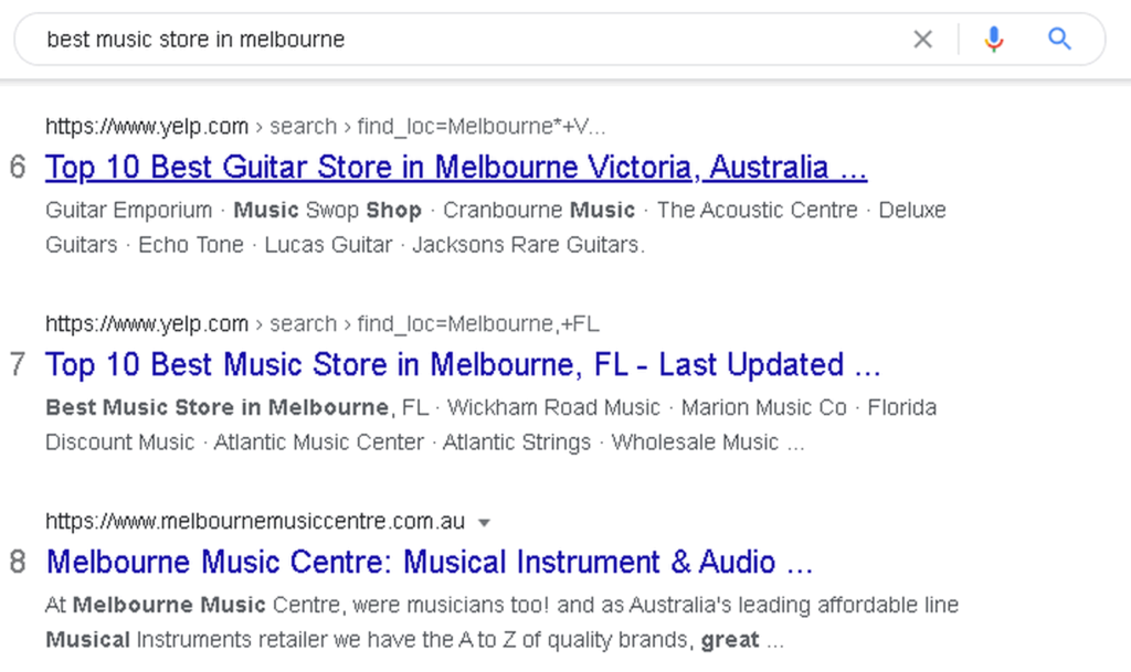 search results best music store in melbourne