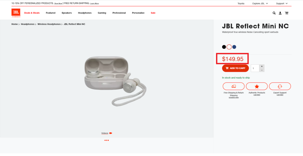 JBL product page example