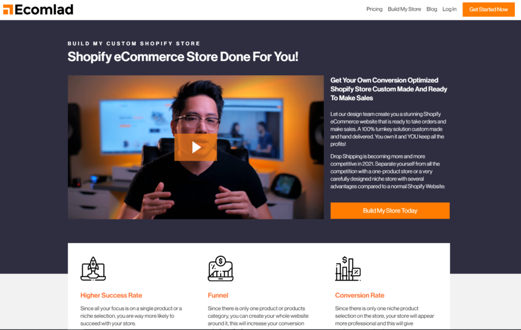 landing page example with video