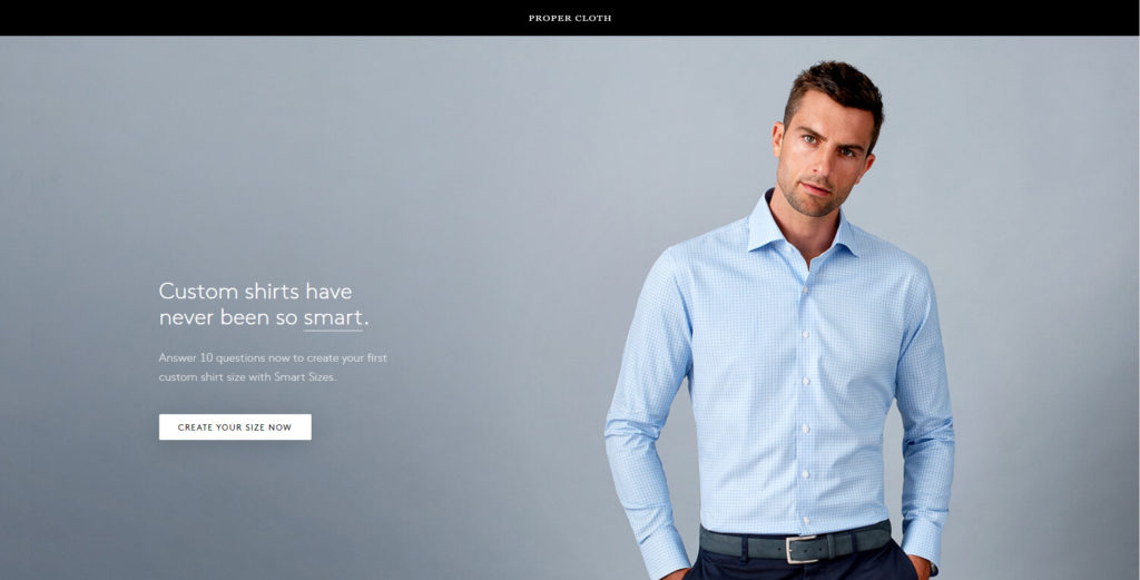 social media landing page example from clothing company