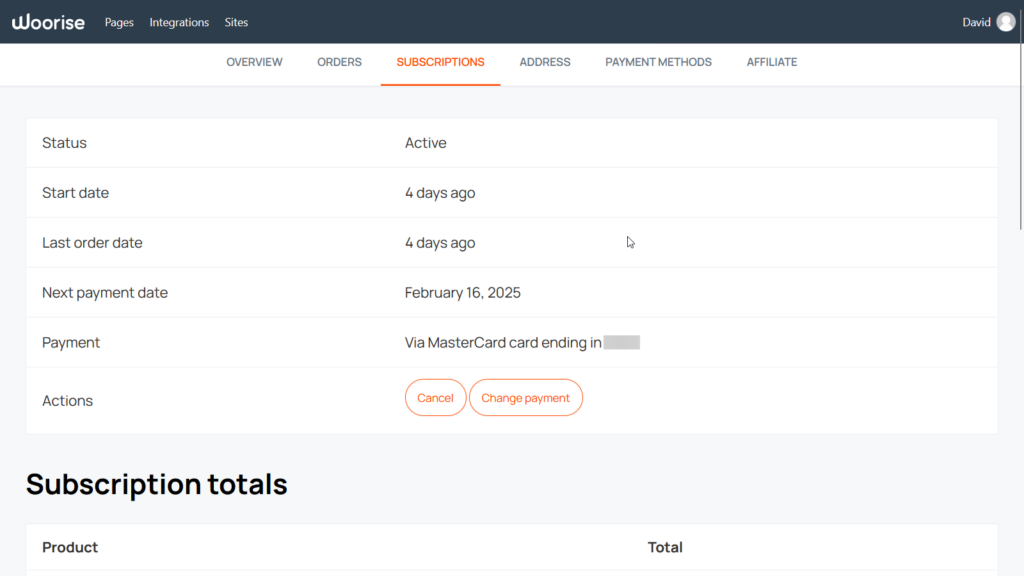 Woorise cancel subscription