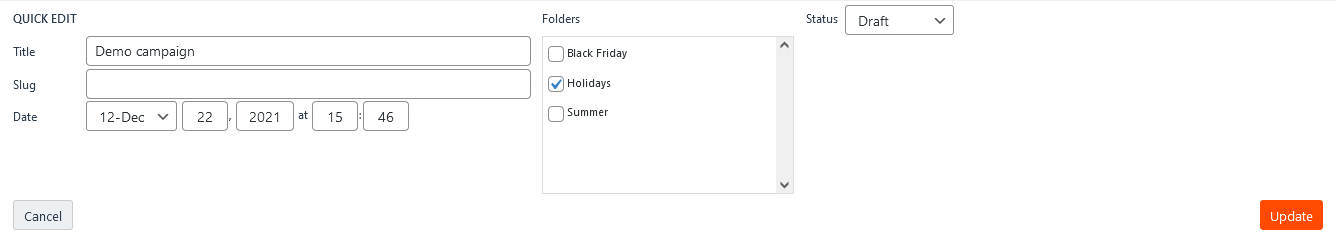 Move campaigns into folders