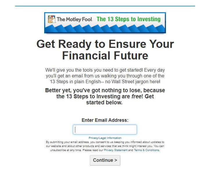 The Motley Fool sign up form example
