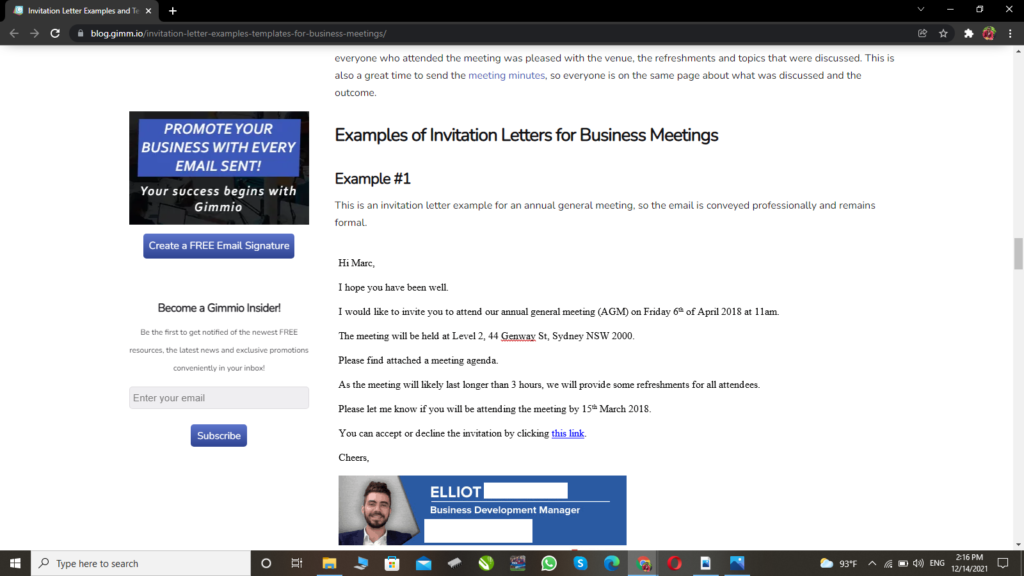 example of invitation letter for business meeting