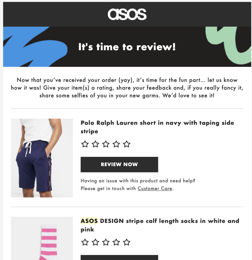 asos Post sales follow up email example