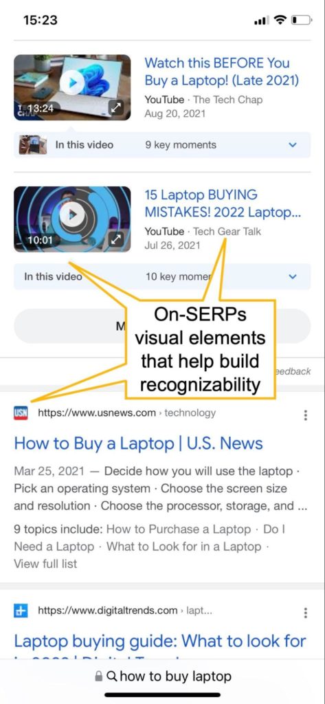 google search results video recommendation
