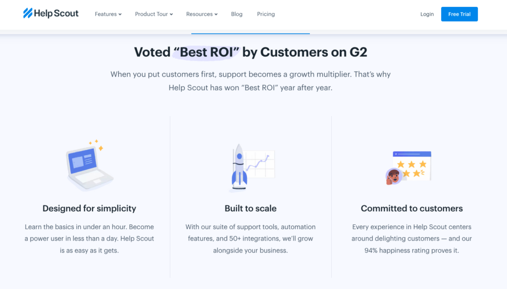 HelpScout landing page example