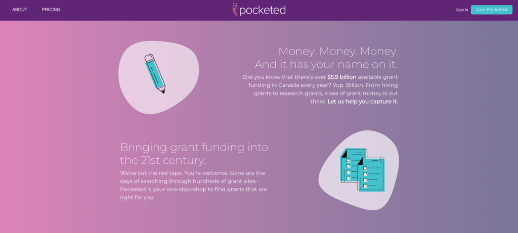 hellopocketed.com landing page example