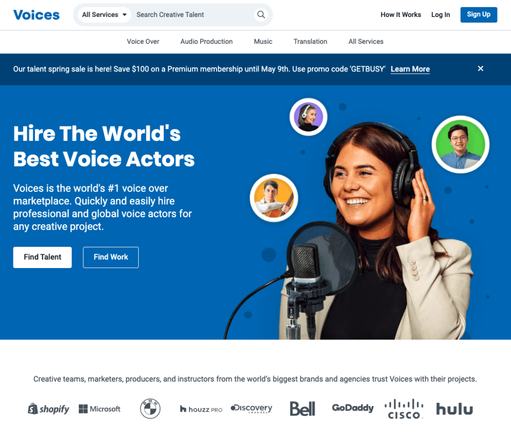 voices landing page example