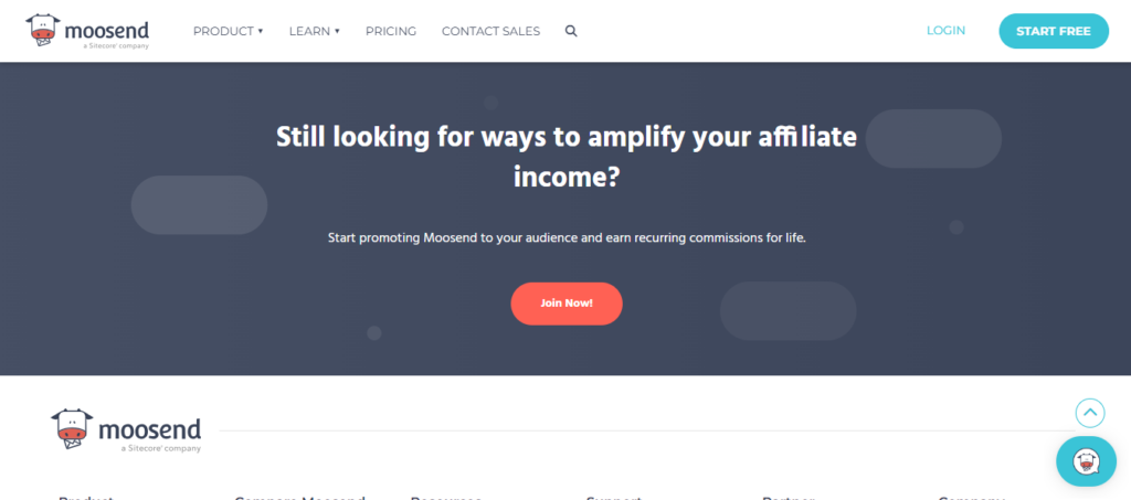Moosend affiliate call to action example
