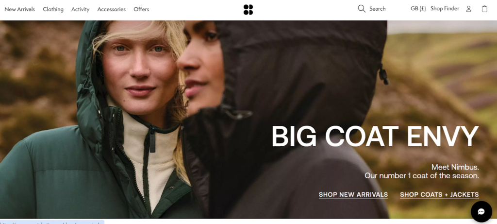 SweatyBetty Shop New Arrivals CTA example